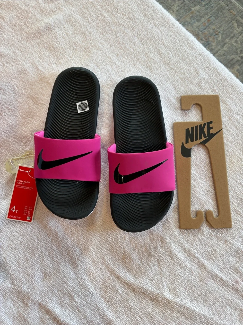Nike Hot Pink and Black Slide Sandals - Picture 1 of 5